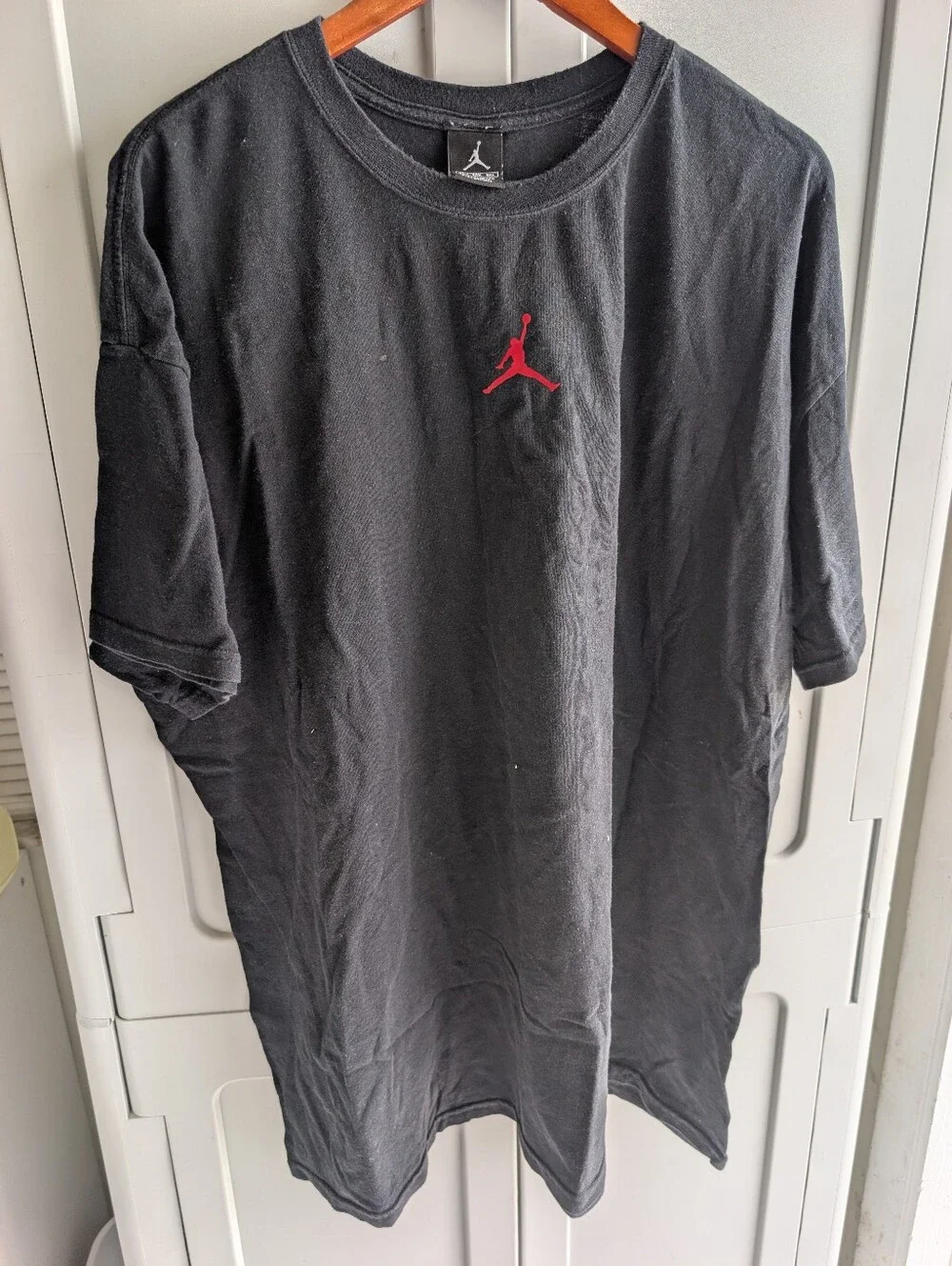 Jordan Black Short Sleeve Tee with Red Jumpman